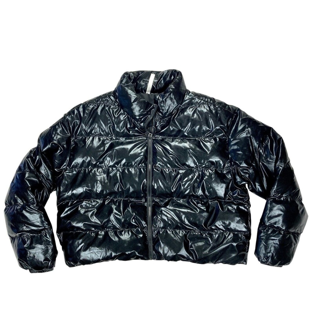 New Fabletics Wander Puffer Coat Womens‎ XL Black Zipper Standup Collar Coat